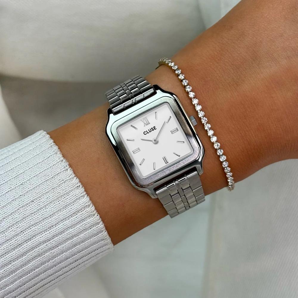 CLUSE Gracieuse White Dial 28mm Silver Stainless Steel Bracelet CW11907