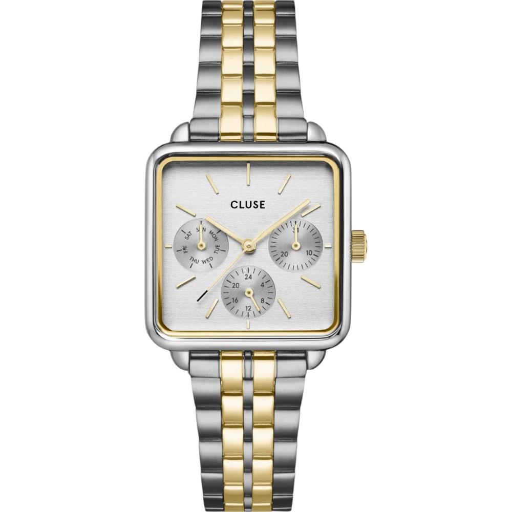 CLUSE La Tetragone Multifunction White Dial 30mm Two-Tone Gold & Silver Stainless Steel Bracelet CW13803