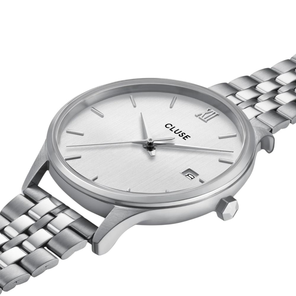 CLUSE Minuit Date Silver Dial 34mm Silver Stainless Steel Bracelet CW14303