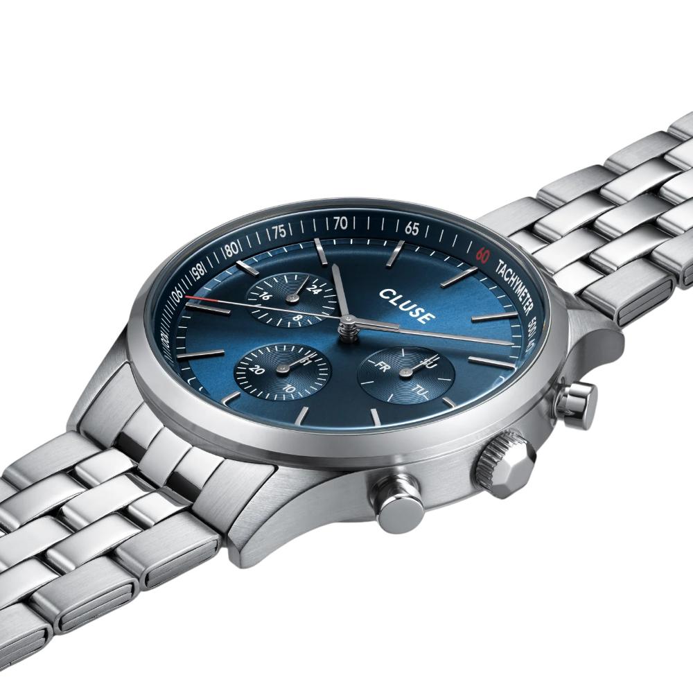 CLUSE Anthéor Multifunction Blue Dial 42mm Silver Stainless Steel Bracelet CW21003