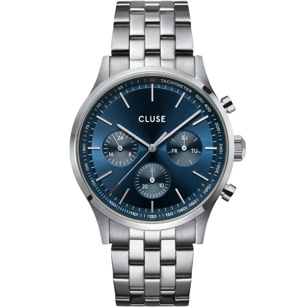 CLUSE Anthéor Multifunction Blue Dial 42mm Silver Stainless Steel Bracelet CW21003