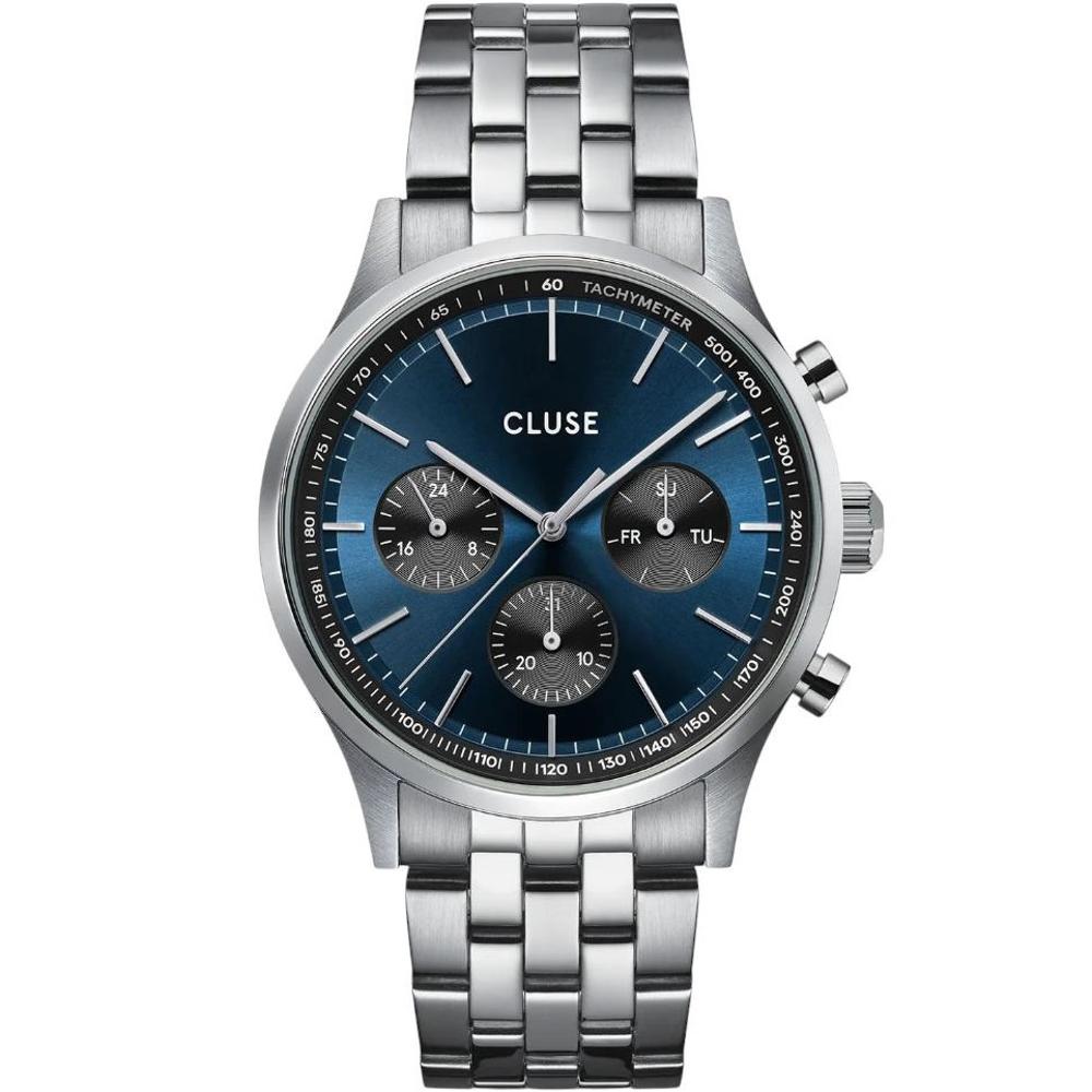 CLUSE Anthéor Multifunction Blue Dial 42mm Silver Stainless Steel Bracelet CW21008