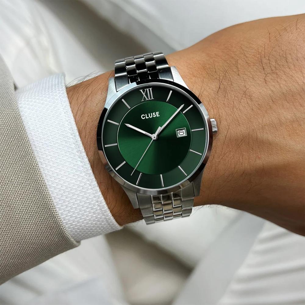 CLUSE Aravis Green Dial 40mm Silver Stainless Steel Bracelet CW22702