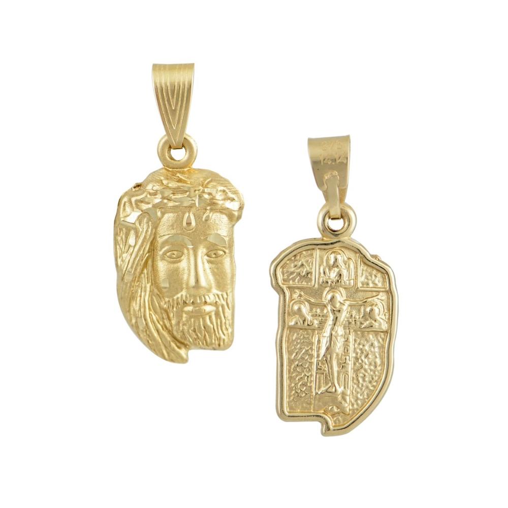 PENDANT Christ Double Sided #1 K14 Yellow Gold D0013Y.K14