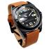 DKNY Three Hands 43mm Black Stainless Steel Brown Leather Strap NY1435 - 0
