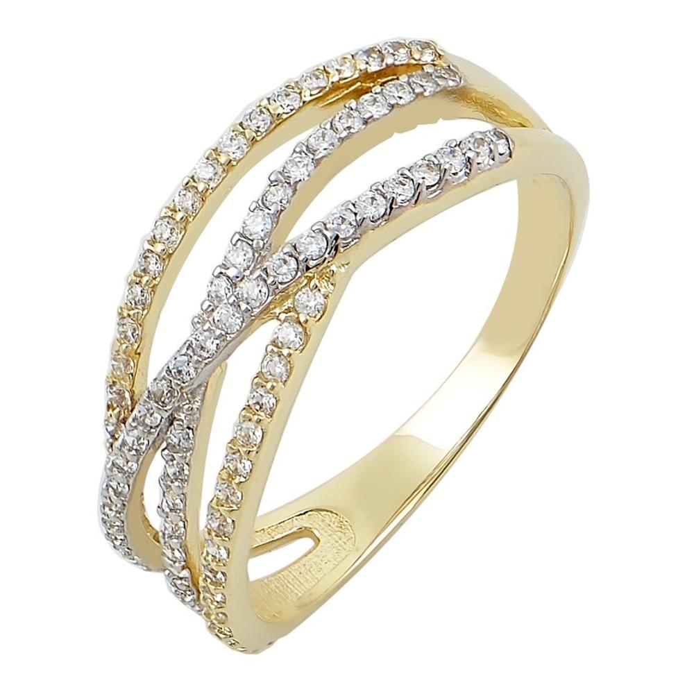 RING Full Stones SENZIO Yellow and White Gold K14 with Zircon Stones DMH886YW.K14