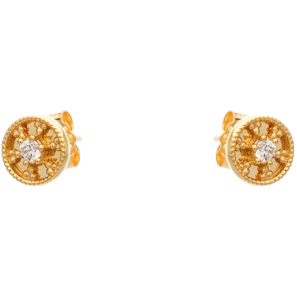 ΣΚΟΥΛΑΡΙΚΙΑ Byzantine Collection Κίτρινο Χρυσό 14K με Πέτρες Ζιργκόν ME0154