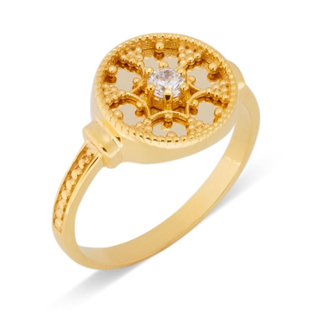 ΔΑΧΤΥΛΙΔΙ Byzantine Collection Κίτρινο Χρυσό 14K με Πέτρες Ζιργκόν MR0154