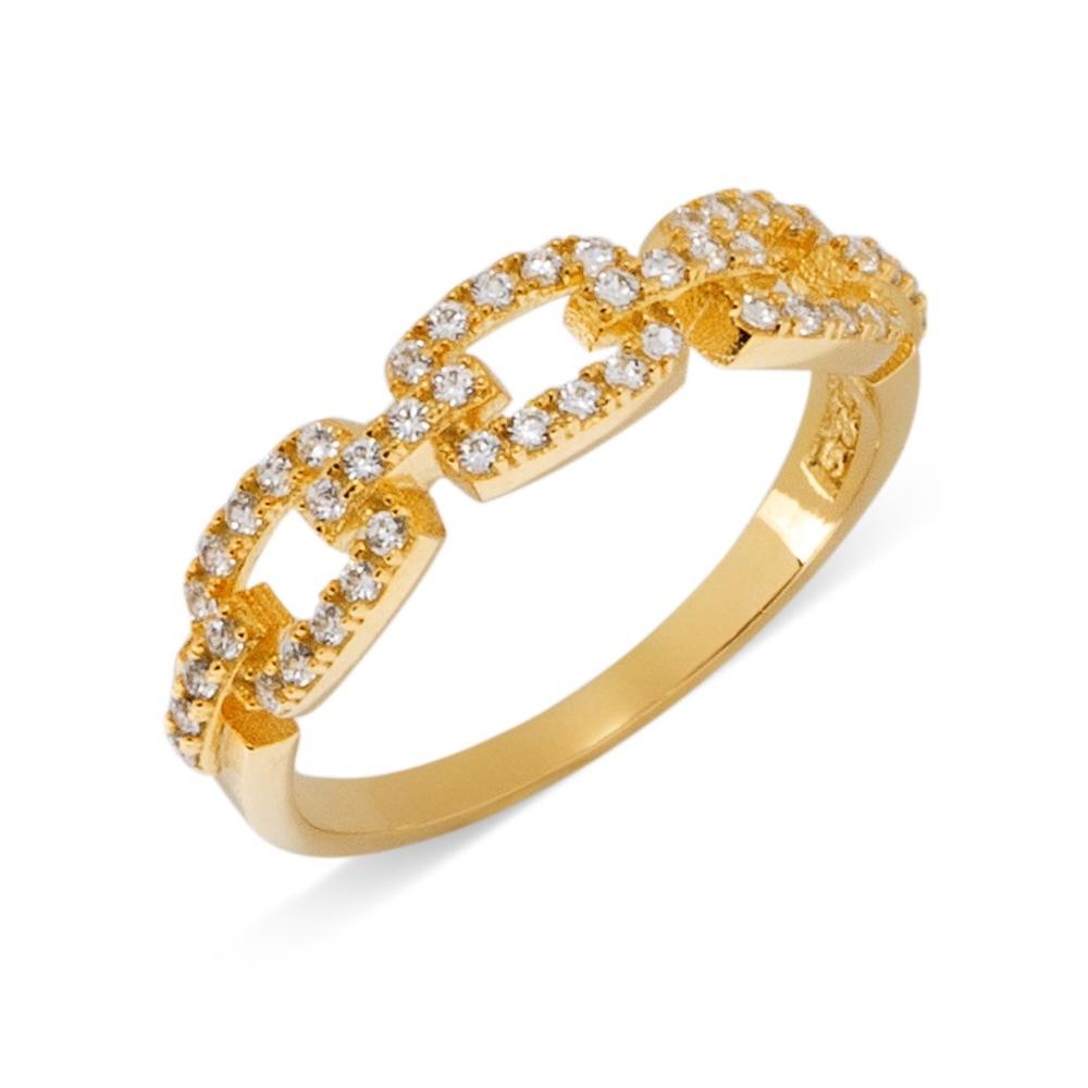 RING SENZIO Collection Yellow Gold 14K with Zircon Stones MR047