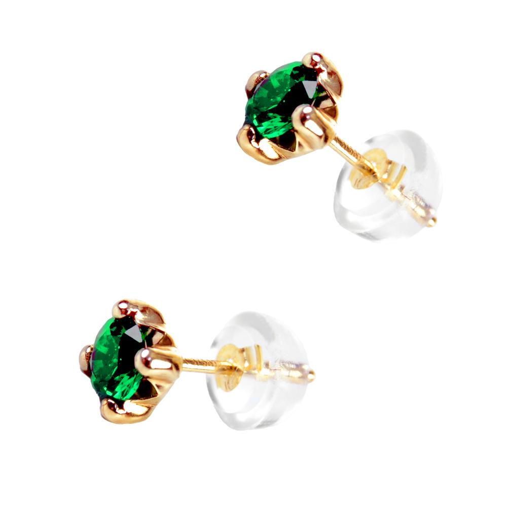 EARRINGS Single Stone Gold K9 with Zircon Stones 3DSC.0004