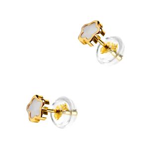 EARRINGS Kids' Flower in 9K Yellow Gold with Mother of Pearl 3DSC.0010A - 55913