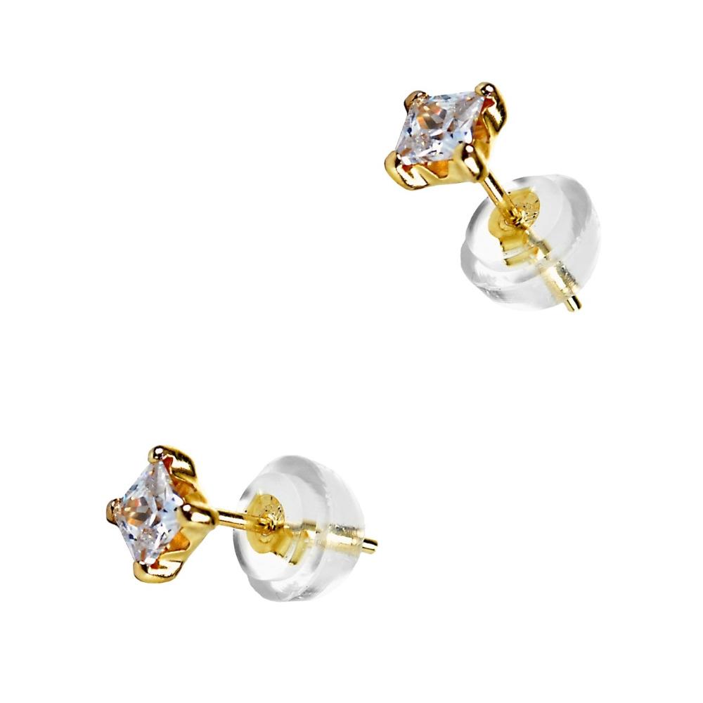 EARRINGS Single Stone Gold K9 with Zircon Stones 3DSC.0012A