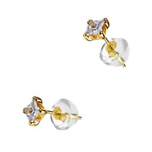 EARRINGS Single Stone Gold K9 with Zircon Stones 3DSC.0012A - 55915