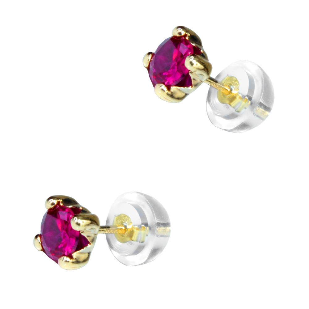 EARRINGS Single Stone Gold K9 with Zircon Stones 3DSC.0080