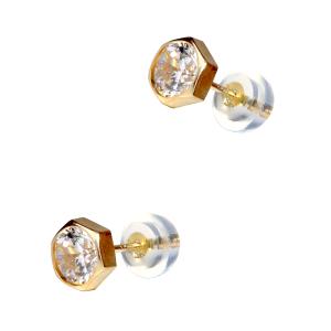 EARRINGS Single Stone Gold K9 with Zircon Stones 3DSC.0094A - 55470