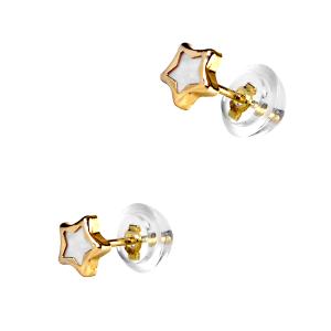 EARRINGS Stars in 9K Yellow Gold with Mother of Pearl 3DSC.0104A - 55472