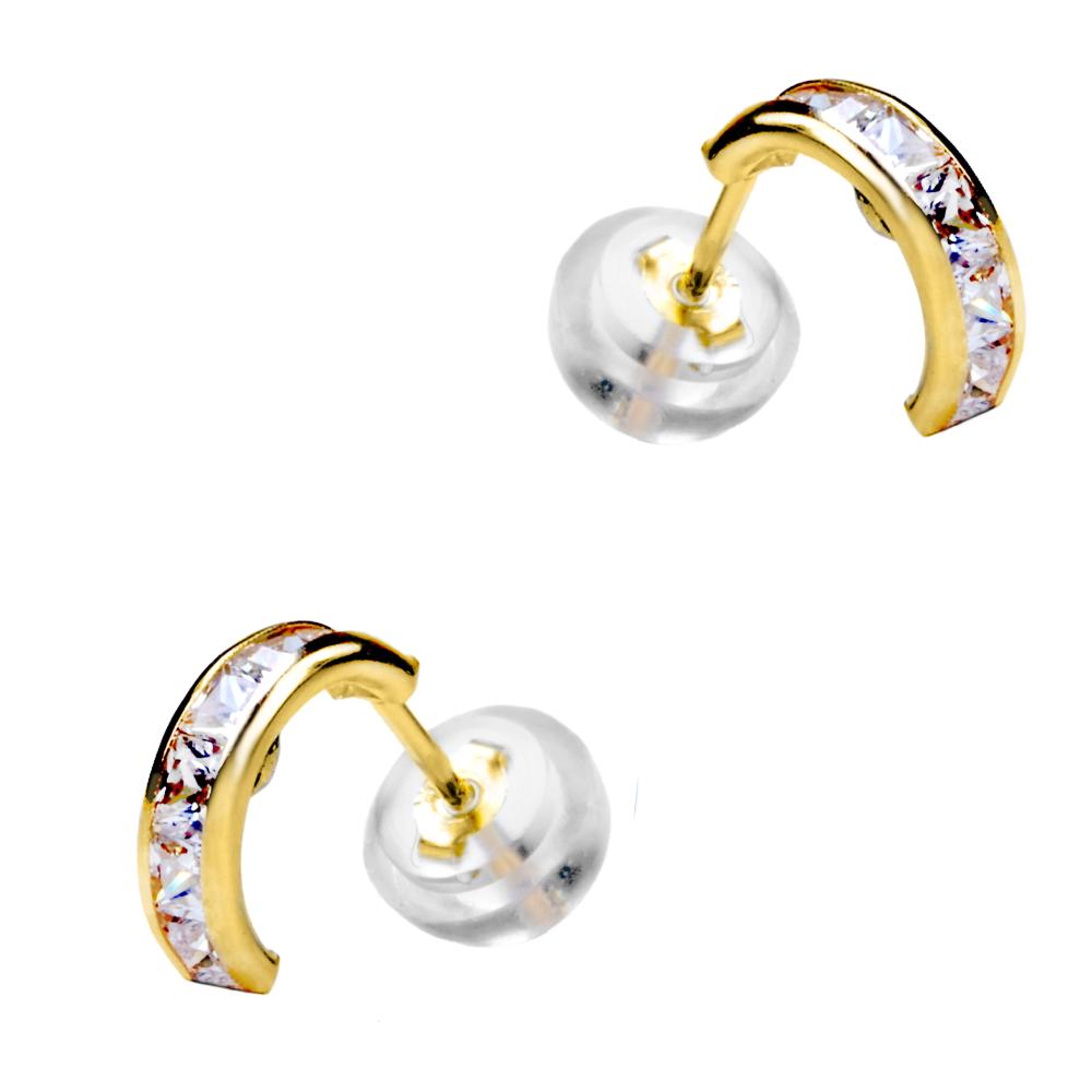 EARRINGS Hoops SENZIO Collection K9 Yellow Gold with Zircon Stones 3DSC.0111A