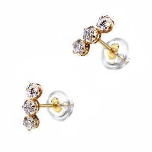 EARRINGS Fullstone Yellow Gold K9 with Zircon Stones 3DSC.0113A - 55496