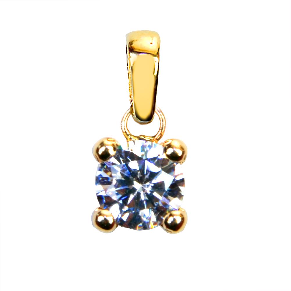 PENDANT Sinlge Stone SENZIO Collection K9 Yellow Gold with Zircon Stones 3DSC.0117A