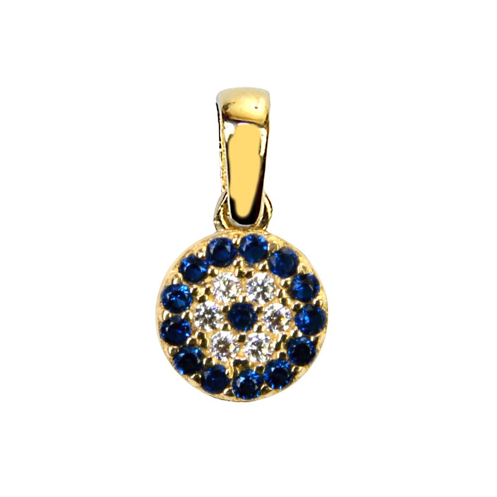 PENDANT Eye Full Stones SENZIO Collection K9 Yellow Gold with Zircon Stones 3DSC.0124A