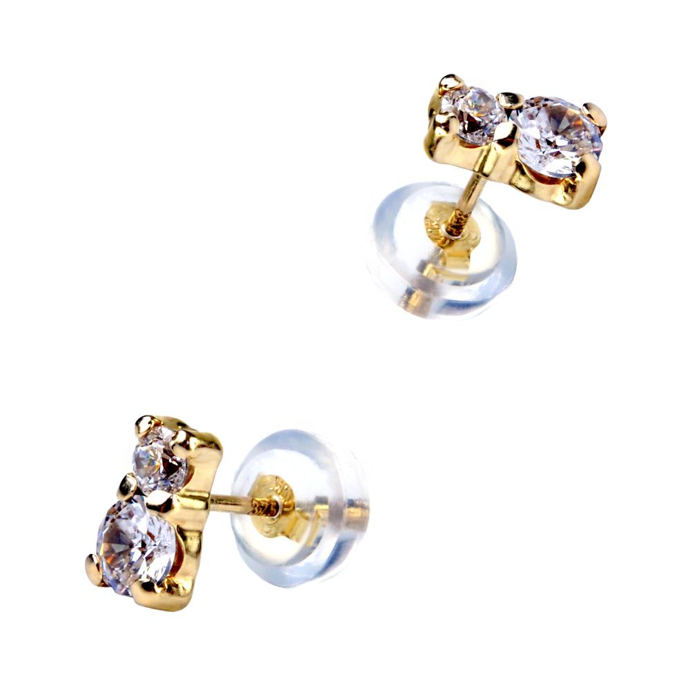 EARRINGS Fullstone Yellow Gold K9 with Zircon Stones 3DSC.0126A