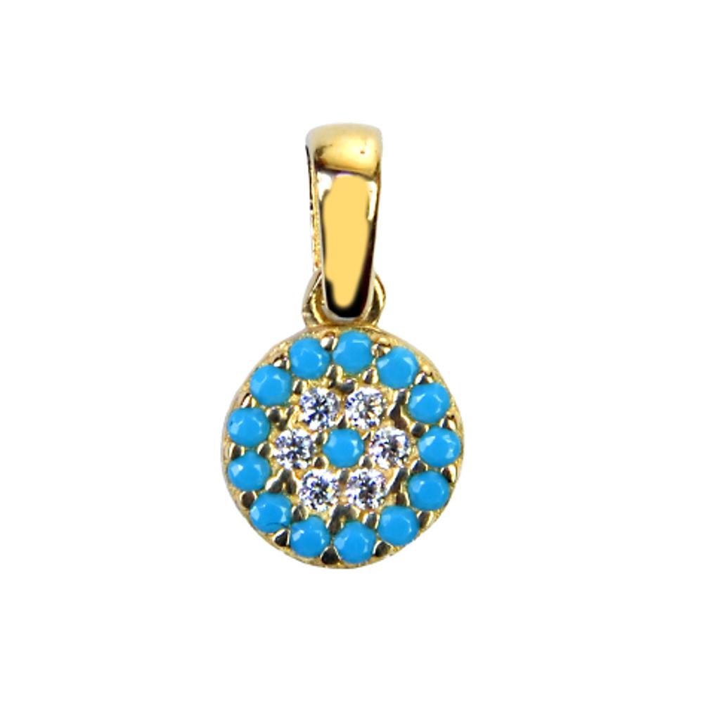 PENDANT Eye Full Stones SENZIO Collection K9 Yellow Gold with Zircon Stones 3DSC.0136A