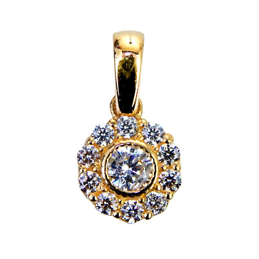 PENDANT Halo SENZIO Collection K14 Yellow Gold with Zircon Stones 5DSC.0137A