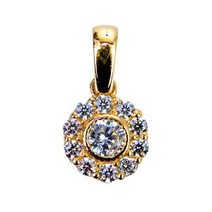 PENDANT Halo SENZIO Collection K14 Yellow Gold with Zircon Stones 5DSC.0137A - 55582