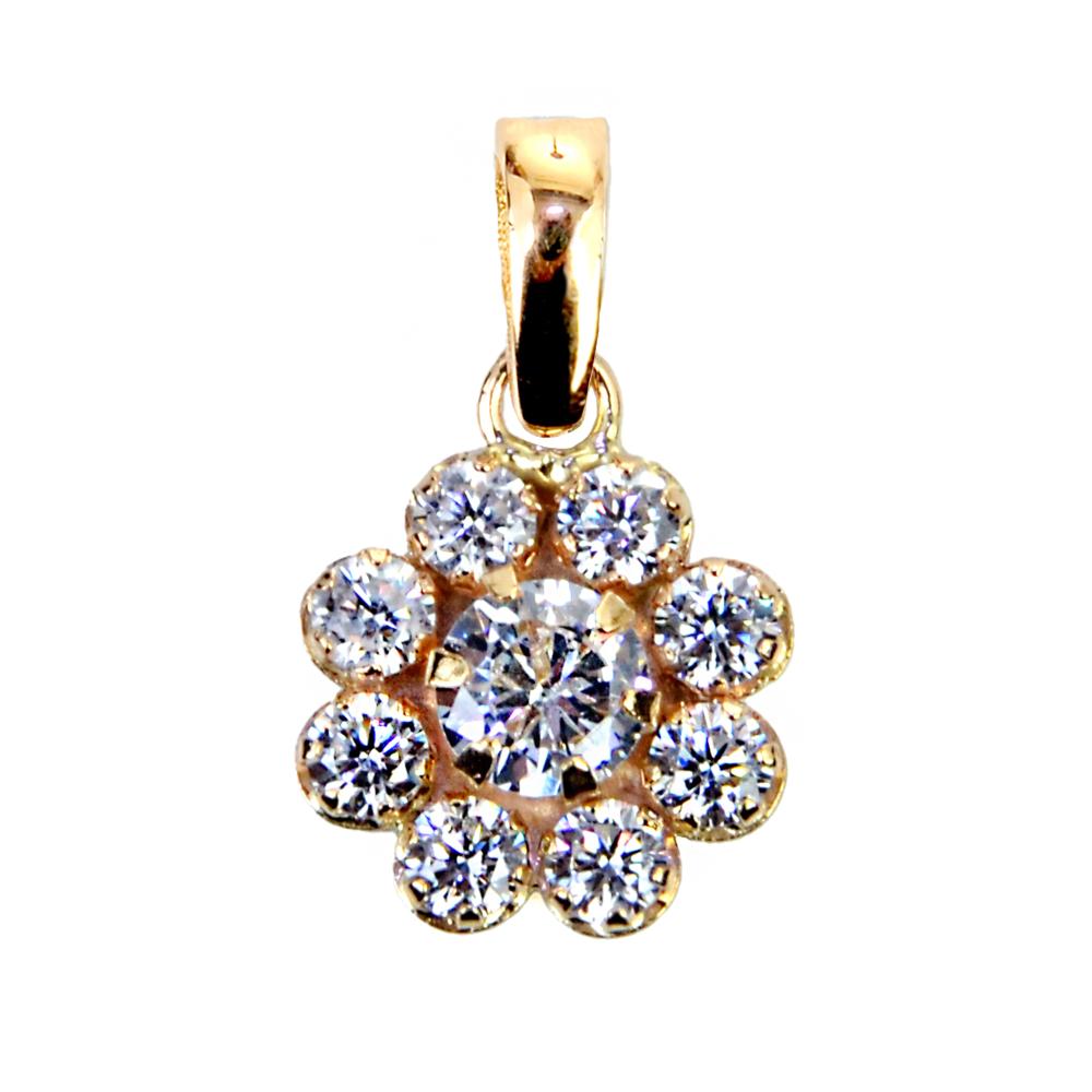 PENDANT Halo SENZIO Collection K14 Yellow Gold with Zircon Stones 5DSC.0138A