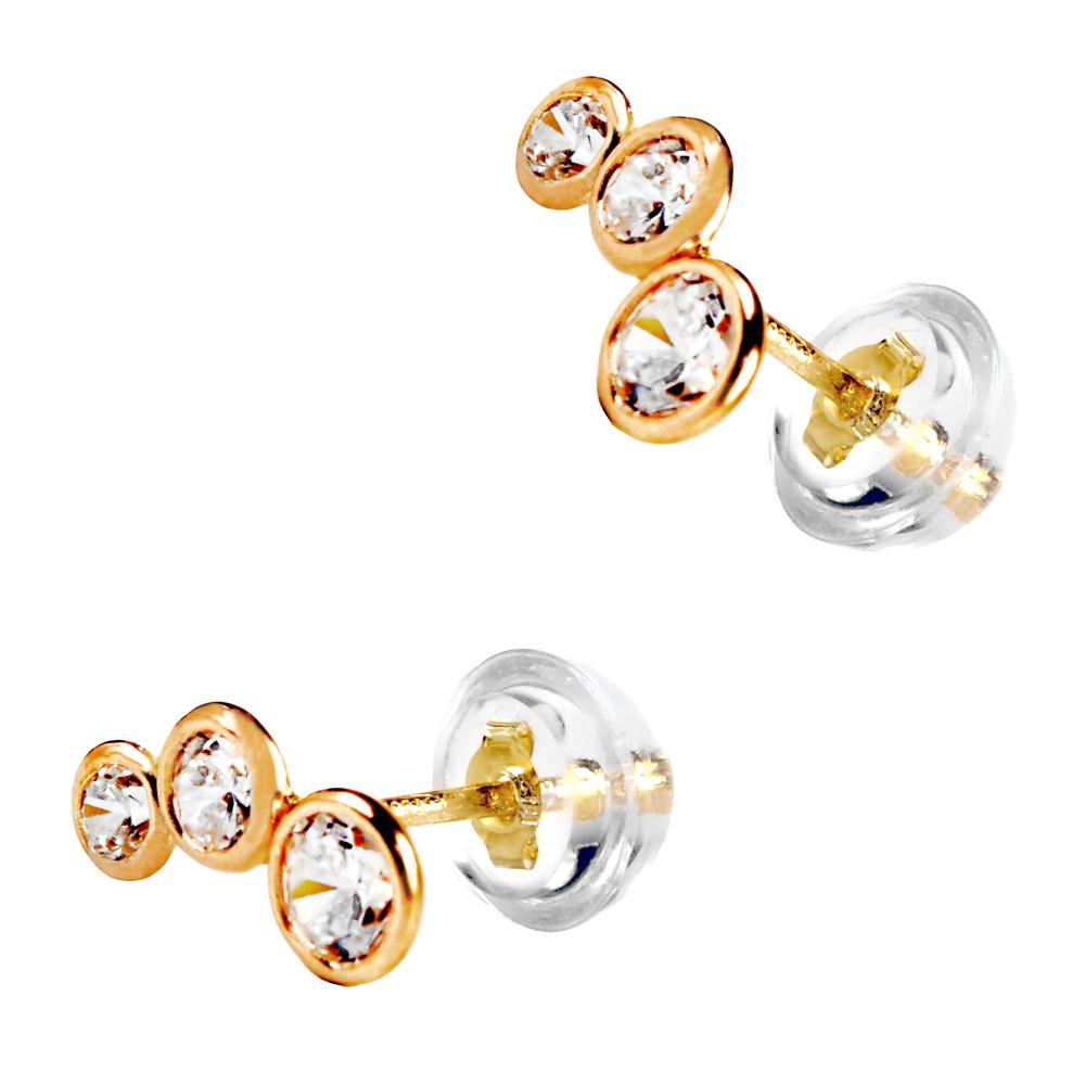 EARRINGS Stone-set Yellow Gold K14 with Zircon Stones 5DSC.0148A