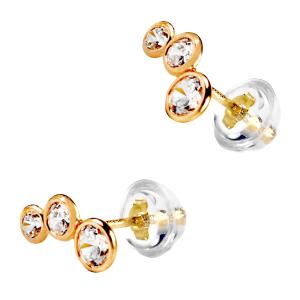 EARRINGS Stone-set Yellow Gold K14 with Zircon Stones 5DSC.0148A - 55617