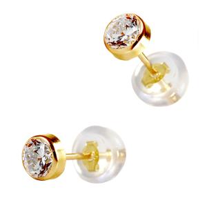 EARRINGS Single Stone Gold K14 with Zircon Stones 5DSC.0156A - 55631