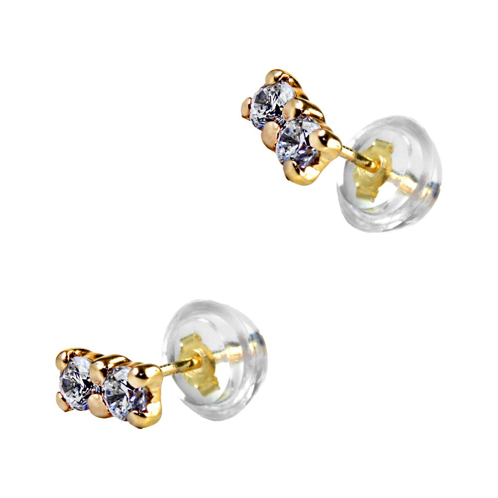 EARRINGS Stone-set Yellow Gold K14 with Zircon Stones 5DSC.0157A