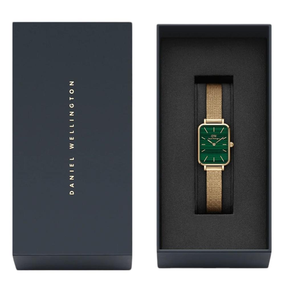 DANIEL WELLINGTON  Quadro Pressed Evergold Emerald Dial 20 x 26mm Gold Stainless Steel Mesh Bracelet DW00100561 - 6