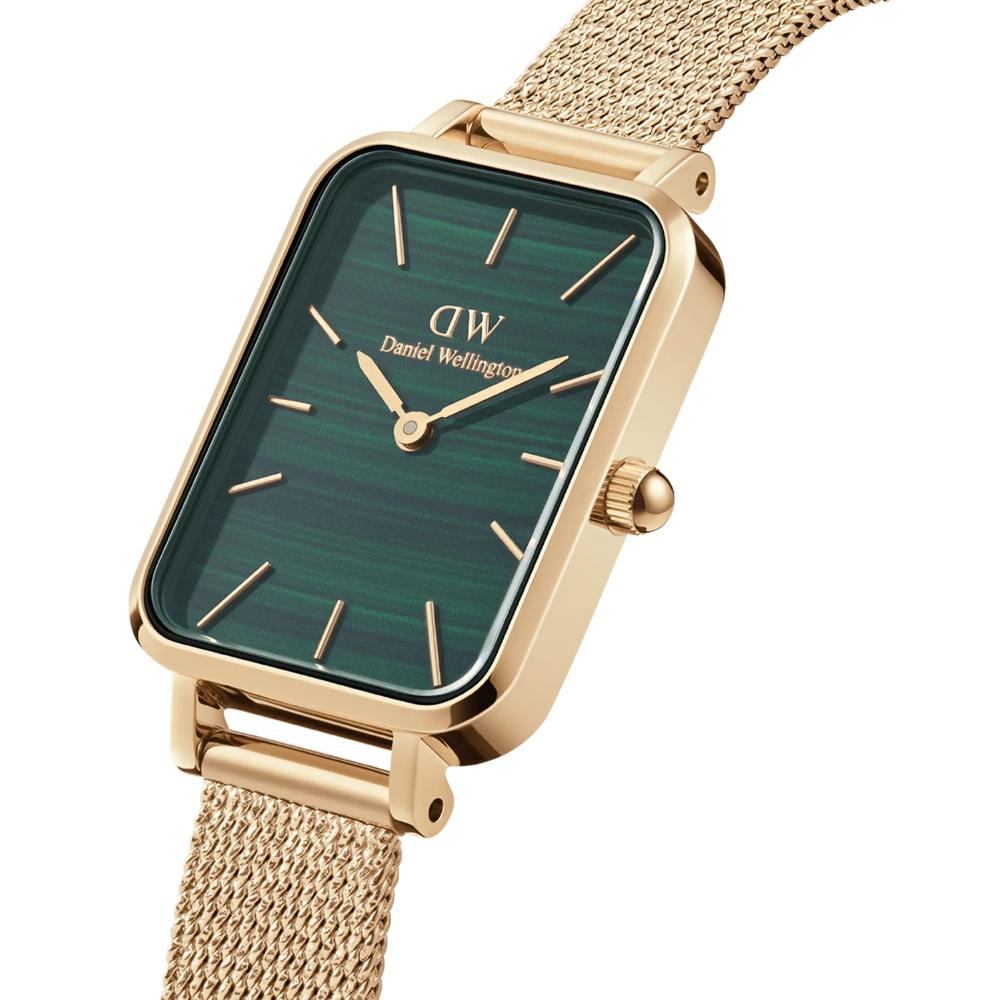 DANIEL WELLINGTON  Quadro Pressed Evergold Emerald Dial 20 x 26mm Gold Stainless Steel Mesh Bracelet DW00100561