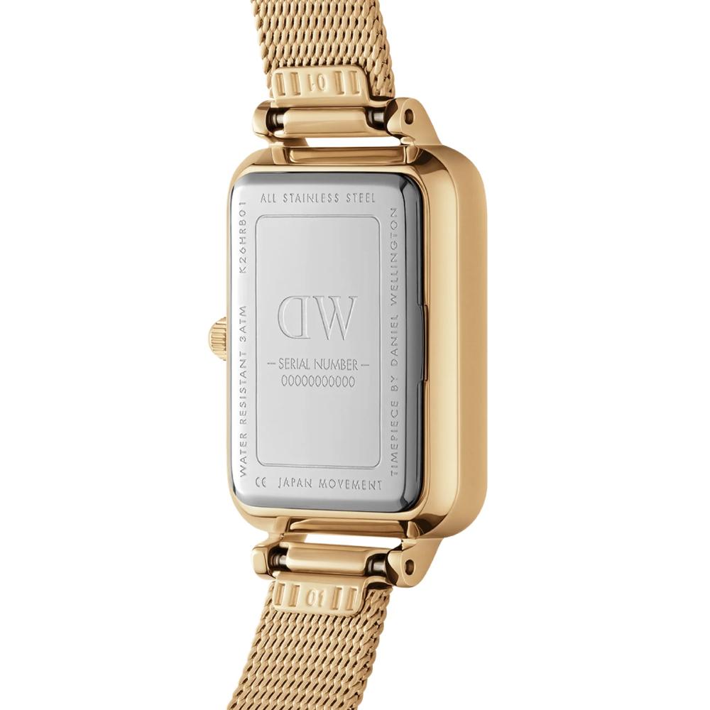 DANIEL WELLINGTON  Quadro Pressed Evergold Emerald Dial 20 x 26mm Gold Stainless Steel Mesh Bracelet DW00100561