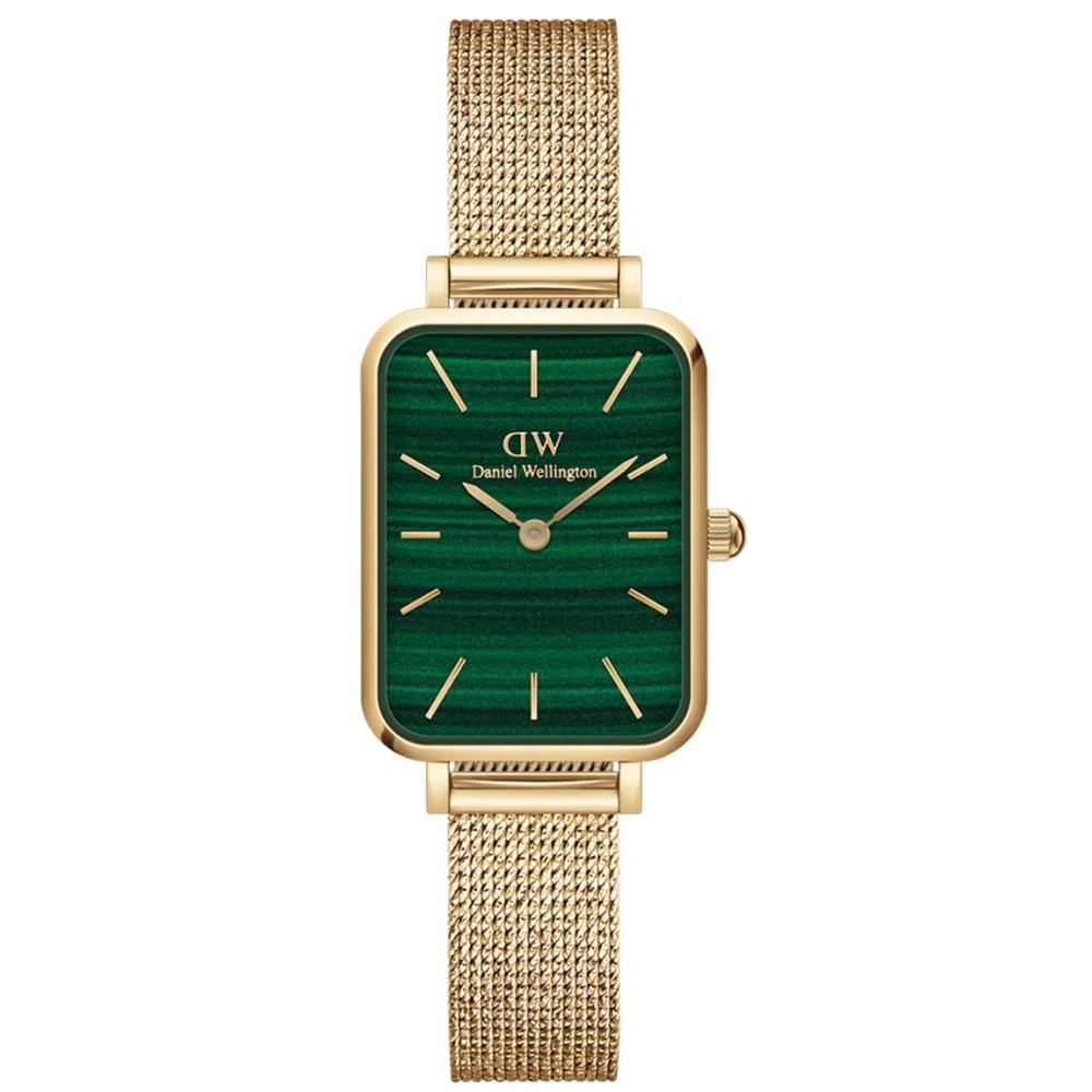 DANIEL WELLINGTON  Quadro Pressed Evergold Emerald Dial 20 x 26mm Gold Stainless Steel Mesh Bracelet DW00100561