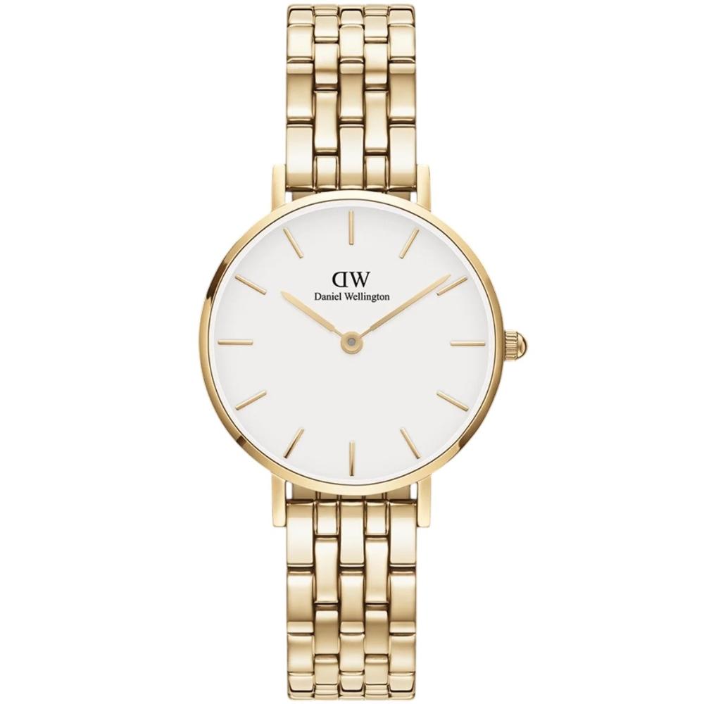 DANIEL WELLINGTON Petite White Dial 28mm Gold Stainless Steel Bracelet DW00100614