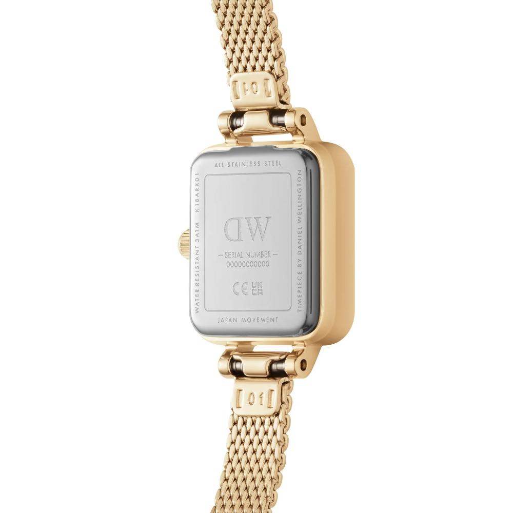 DANIEL WELLINGTON Quadro Mini Evergold Champagne Dial 15.4x18.2mm Gold Stainless Steel Mesh Bracelet DW00100656