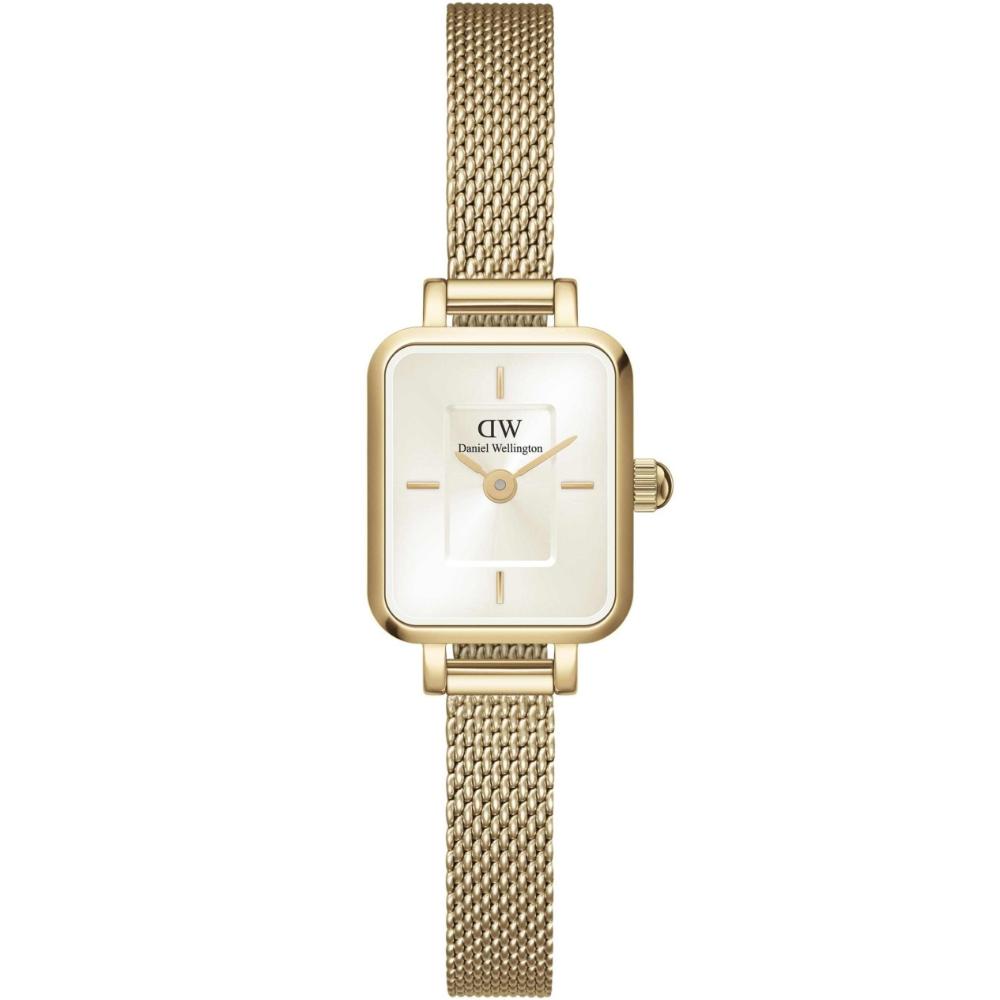 DANIEL WELLINGTON Quadro Mini Evergold Champagne Dial 15.4x18.2mm Gold Stainless Steel Mesh Bracelet DW00100656