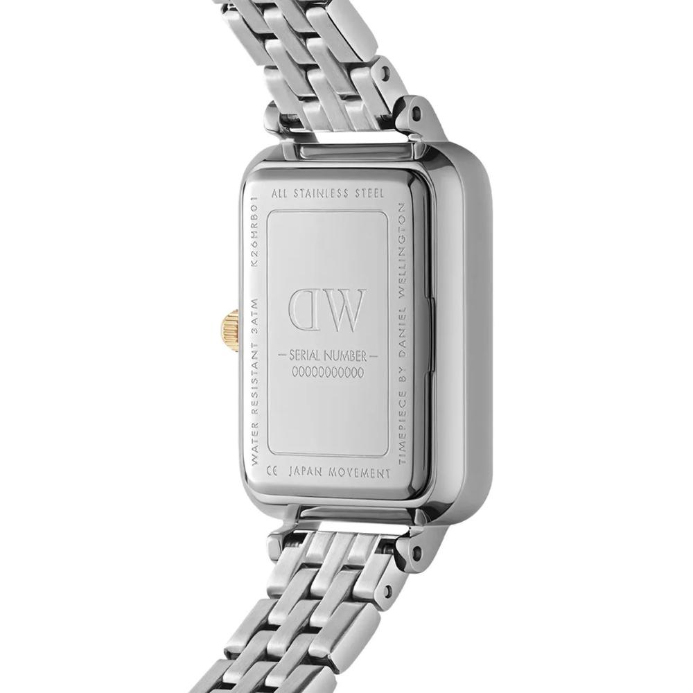 DANIEL WELLINGTON Quadro Lumine Bezel Crystlas White Pearl Dial 20x26mm Two Tone Gold Stainless Steel Bracelet DW00100671