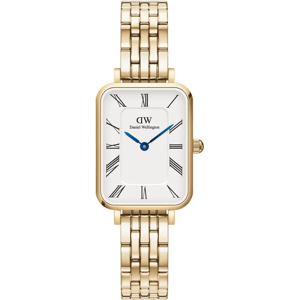 DANIEL WELLINGTON  Quadro Roman Numerals 5-Link White Dial 20 x 26mm Gold Stainless Steel Bracelet DW00100688