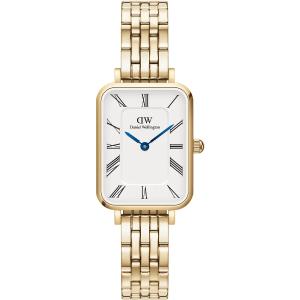 DANIEL WELLINGTON  Quadro Roman Numerals 5-Link White Dial 20 x 26mm Gold Stainless Steel Bracelet DW00100688 - 50114