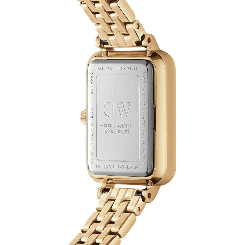 DANIEL WELLINGTON  Quadro Roman Numerals 5-Link White Dial 20 x 26mm Gold Stainless Steel Bracelet DW00100688