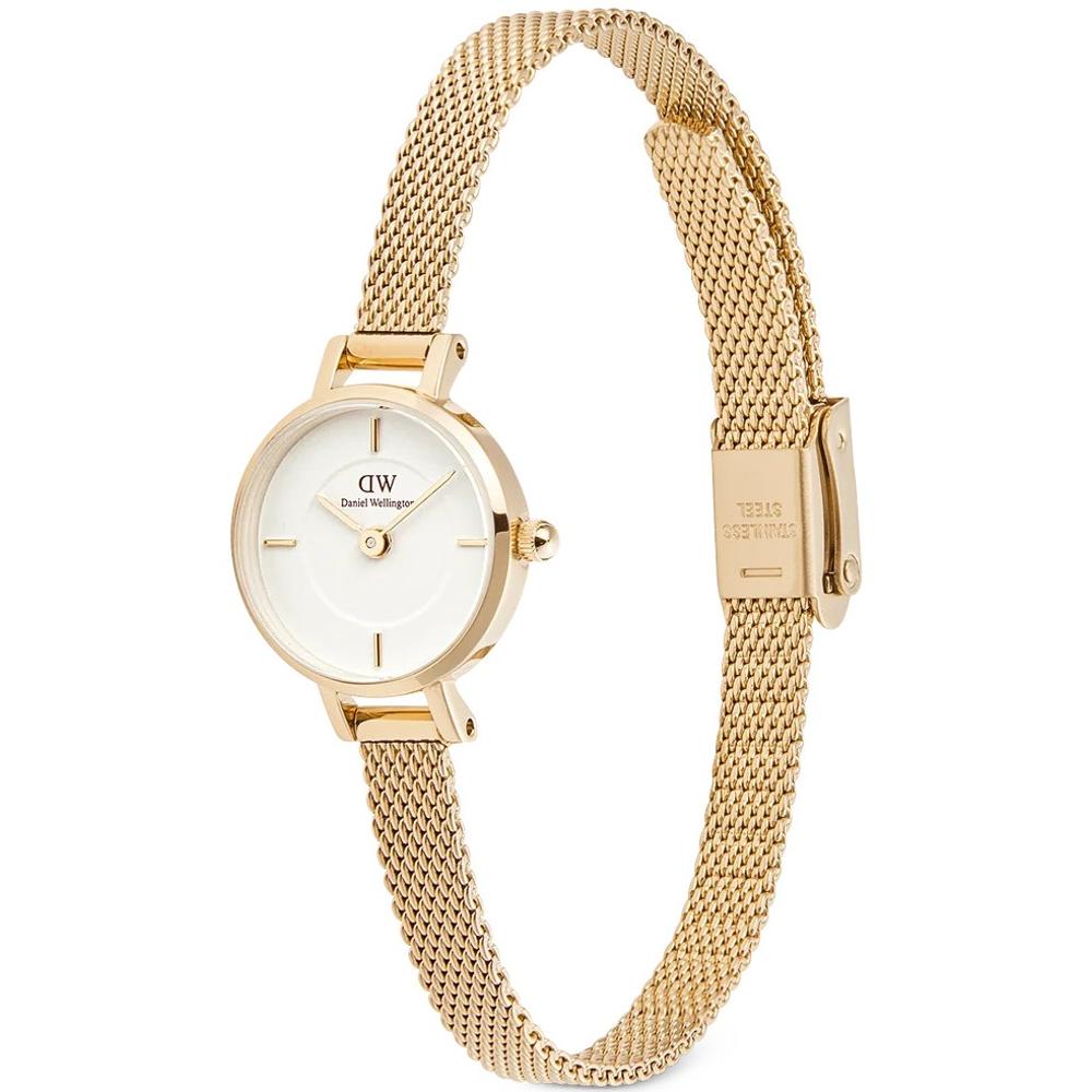 DANIEL WELLINGTON  Petite Mini Evergold White Dial 19mm Gold Stainless Steel Mesh Bracelet  DW00100745