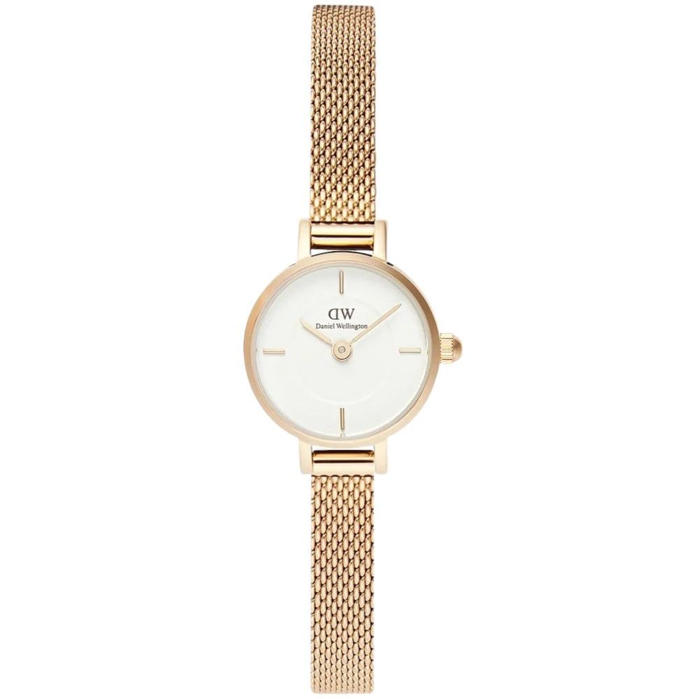 DANIEL WELLINGTON  Petite Mini Evergold White Dial 19mm Gold Stainless Steel Mesh Bracelet  DW00100745