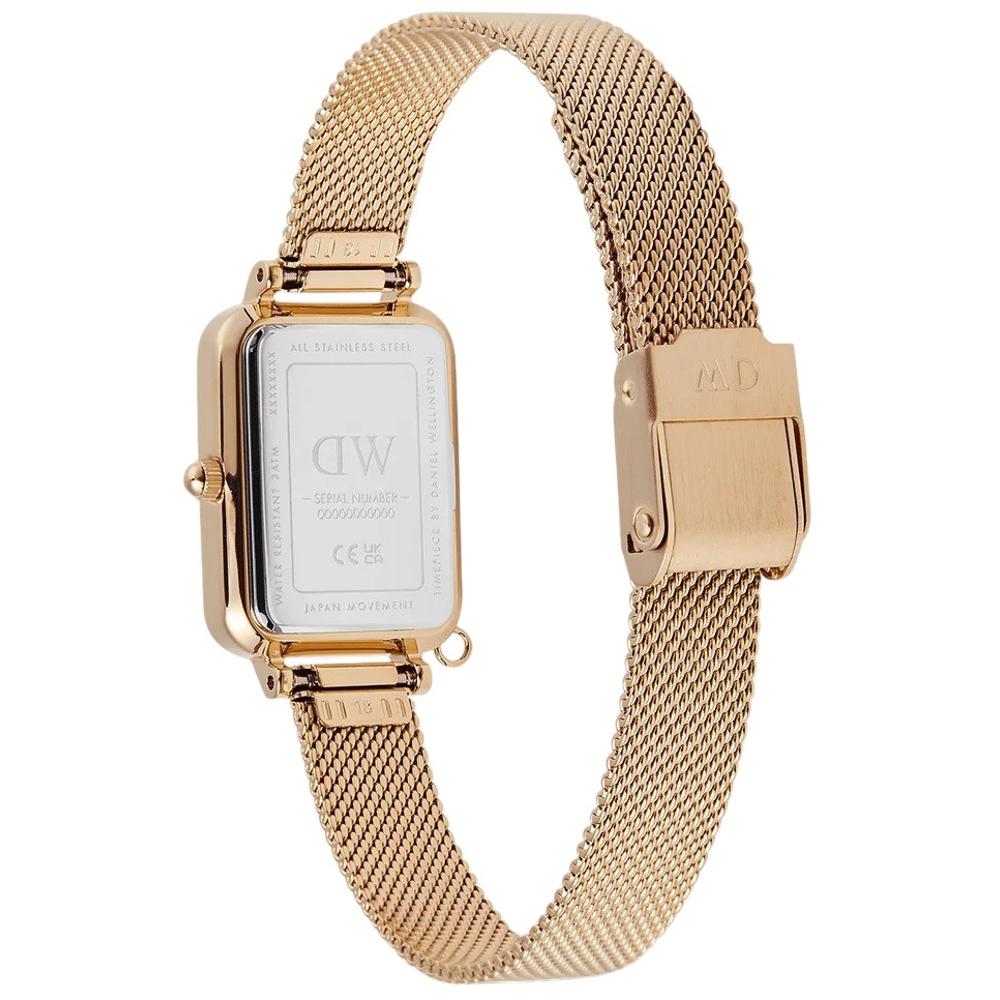 DANIEL WELLINGTON  Quadro Crystal Zodiac Evergold White Pearl Dial 20 x 26mm Gold Stainless Steel Mesh Bracelet DW00100749