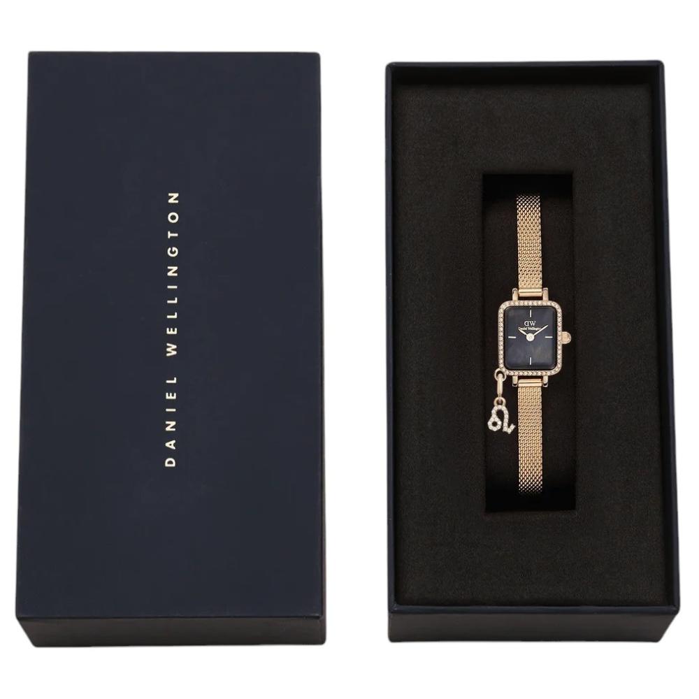 DANIEL WELLINGTON  Quadro Mini Crystal Zodiac Evergold Black Pearl Dial 15.4 x 18.2mm Gold Stainless Steel Mesh Bracelet DW00100752 - 7