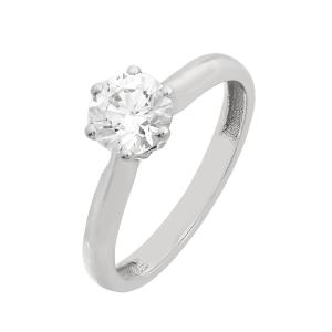 RING SENZIO Collection Single Stone White Gold K14 with Zircon Stones DXH570W.K14 - 47130