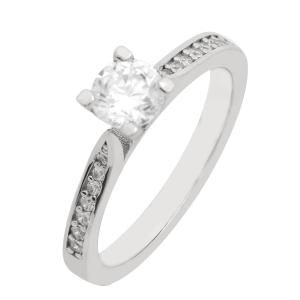 RING SENZIO Collection Single Stone White Gold K14 with Zircon Stones DXH581W.K14 - 47118